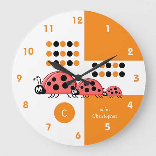 Grande Horloge Ronde Enfants d'Orange et de Blanc de nom (Recto)