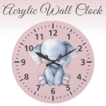 Grande Horloge Ronde Enfants mignonnes éléphant rose gris<br><div class="desc">Rencontrez l'ajout le plus gentil à la chambre de votre enfant! Cette adorable horloge pour enfants présente un éléphant sucré et un charmant mélange de tons rose et gris. Parfait pour ajouter une touche de fantaisie et de délice, cette horloge enseigne non seulement l'heure, mais égaye également tout espace. Idéal...</div>