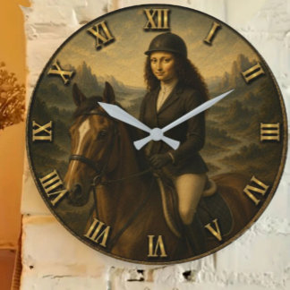 Grande Horloge Ronde English Riding Funny Mona Lisa Equestrian Rider Gi
