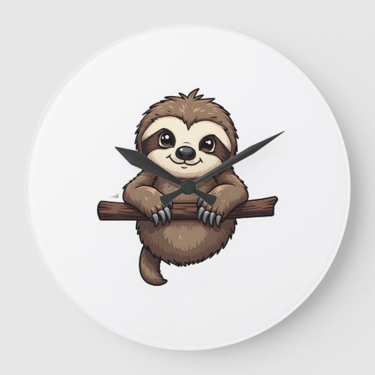 Grande Horloge Ronde Engraved Sloth Tee Vintage Animal Art (2) (Recto)