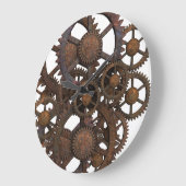 Grande Horloge Ronde Engrenages métalliques Rusty Steampunk (Angle)