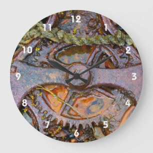 Grande Horloge Ronde Engrenages rouillés de machinerie steampunk