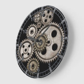 Grande Horloge Ronde engrenages vapeur cogs moteur métal machine horlog (Angle)