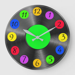 Grande Horloge Ronde Enregistrement Vintage Retro Vinyl Album