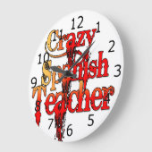 Grande Horloge Ronde Enseignant espagnol fou (Angle)