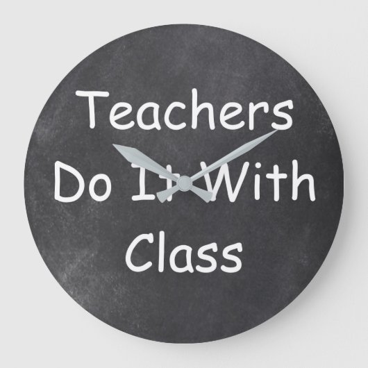 Grande Horloge Ronde Enseignants Classe Enseignant Chalkboard Design Id (Recto)
