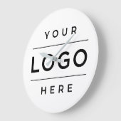 Grande Horloge Ronde Enseigne Blanche Entreprise Logo Bureau (Angle)