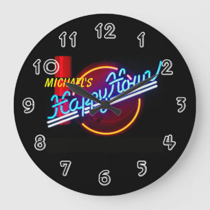 Grande Horloge Ronde Enseigne néon Bar