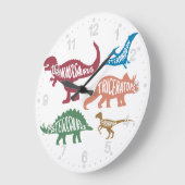 Grande Horloge Ronde Ensemble de silhouettes de différents dinosaures (Angle)