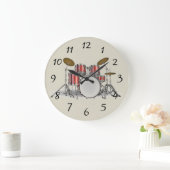 Grande Horloge Ronde Ensemble de tambours illustré (Maison)