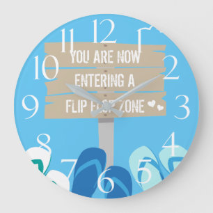 Grande Horloge Ronde Entering a Flip Flop Zone Beach Blue Thongs