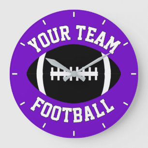 Grande Horloge Ronde Entraîneur ou joueur de football couleur et nom d