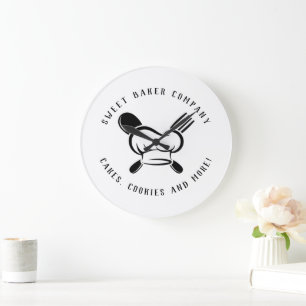 Grande Horloge Ronde Entreprise de Boulangerie-Pâtisserie Moderne