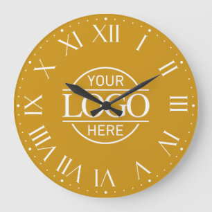 Grande Horloge Ronde Entreprise Moderne Jaune Marque Logo Personnalisé