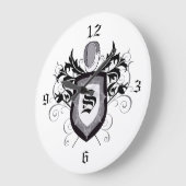 Grande Horloge Ronde Epee Crest Grey Fencing (Angle)