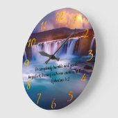 Grande Horloge Ronde Éphésiens 4:2 Prière de foi chrétienne (Angle)