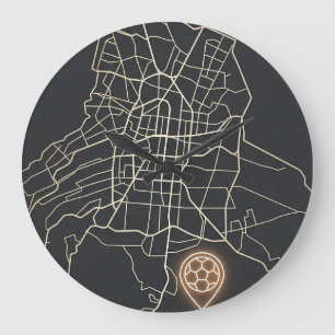 Grande Horloge Ronde Épinglette de carte de NYC minimaliste en ligne po