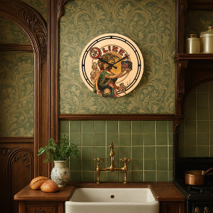 Grande Horloge Ronde Époque victorienne Art Nouveau French Biscuits Ad