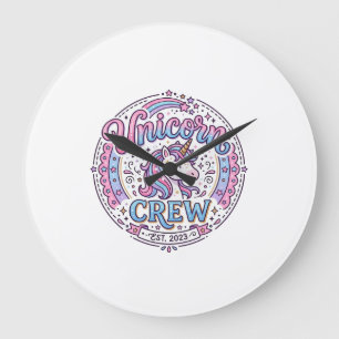 Grande Horloge Ronde Équipage de licorne impression ludique à la demand