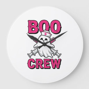 Grande Horloge Ronde Équipe Bouh Infirmière Fantôme Halloween Conceptio