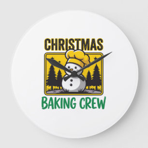 Grande Horloge Ronde Équipe de boulangerie de Noël Bonhomme de neige Mo
