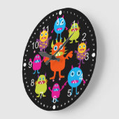 Grande Horloge Ronde Équipe de Cute Funny Monster (Angle)