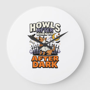 Grande Horloge Ronde Équipe de fantômes de chien d'Halloween (5)