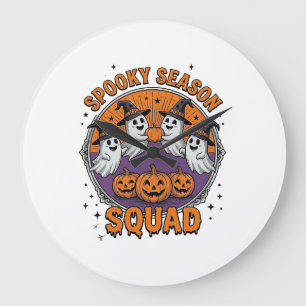 Grande Horloge Ronde Équipe de la saison effrayante T-shirt Halloween f