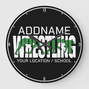 Grande Horloge Ronde Équipe de lutte AJOUTER TEXTE École Varsity Lutteu