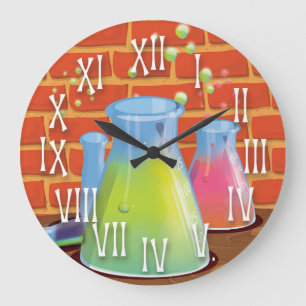 Grande Horloge Ronde Équipement de science en verre de dessin animé sur