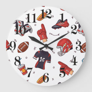 Grande Horloge Ronde Équipement sportif de football avec Motif aliment
