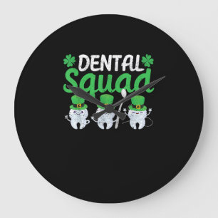 Grande Horloge Ronde Escouade dentaire Leprechaun Dents Jour de la Sain