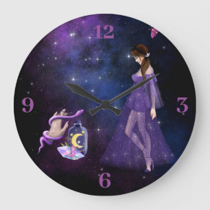 Grande Horloge Ronde Esoteric Witchcraft Magick Purple Cadeau Pour Sorc