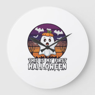 Grande Horloge Ronde Est Premier Fantôme de Halloween Citrouille Chapea