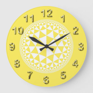 Grande Horloge Ronde Et blanche mandala rempli par triangle jaune