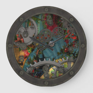 Grande Horloge Ronde Étain victorien génial Steampunk avec le visage