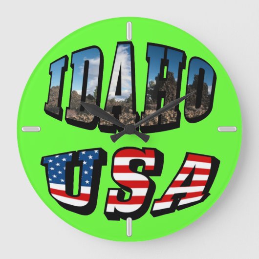 Grande Horloge Ronde État de l'image Idaho et drapeau USA Texte (Recto)