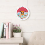 Grande Horloge Ronde Été amusant Monogramme élégant<br><div class="desc">Ajoutez un look élégant et tendance à votre maison ou bureau avec notre horloge monogramme chic. Aquarelles d'été colorées mélangées avec blocage de couleurs audacieuses et votre monogramme. Passez des couleurs pour ajouter un peu de gaieté. Célébrez le dynamisme de l'été avec une palette de couleurs captivante. Ces tons vifs...</div>