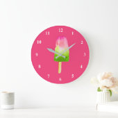 Grande Horloge Ronde Été framboise rose popsicle (Maison)