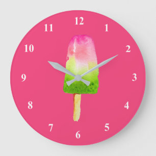 Grande Horloge Ronde Été framboise rose popsicle