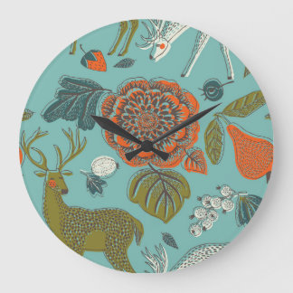 Grande Horloge Ronde Eté Jardin Cerf Illustration transparente.