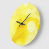 Grande Horloge Ronde Été Moderne Conception Abstraite jaune et blanc (Angle)