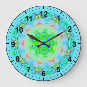 Grande Horloge Ronde ~Ethereal Iridescendance fractale pour les filles
