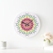 Grande Horloge Ronde Ethnic floral mandala. (Maison)