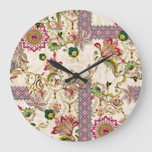 Grande Horloge Ronde Ethnic Mughal Floral Paisley