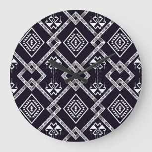 Grande Horloge Ronde ethnique orientale, arrière - plan traditionnel sa