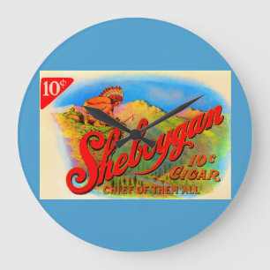 Grande Horloge Ronde étiquette à cigares Sheboygan dans les années 1920