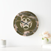 Grande Horloge Ronde Étiquette sur le style de camouflage Burlap (Maison)