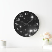 Grande Horloge Ronde Étoiles dans l'espace profond Noir et blanc (Maison)