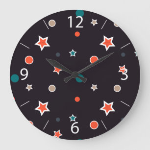 Grande Horloge Ronde Étoiles de Noël